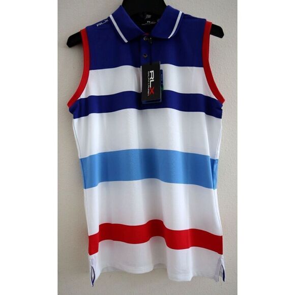 RLX x Ralph Lauren Women's Sz S Striped Tailored Fit Sleeveless Polo Shirt - Picture 1 of 10